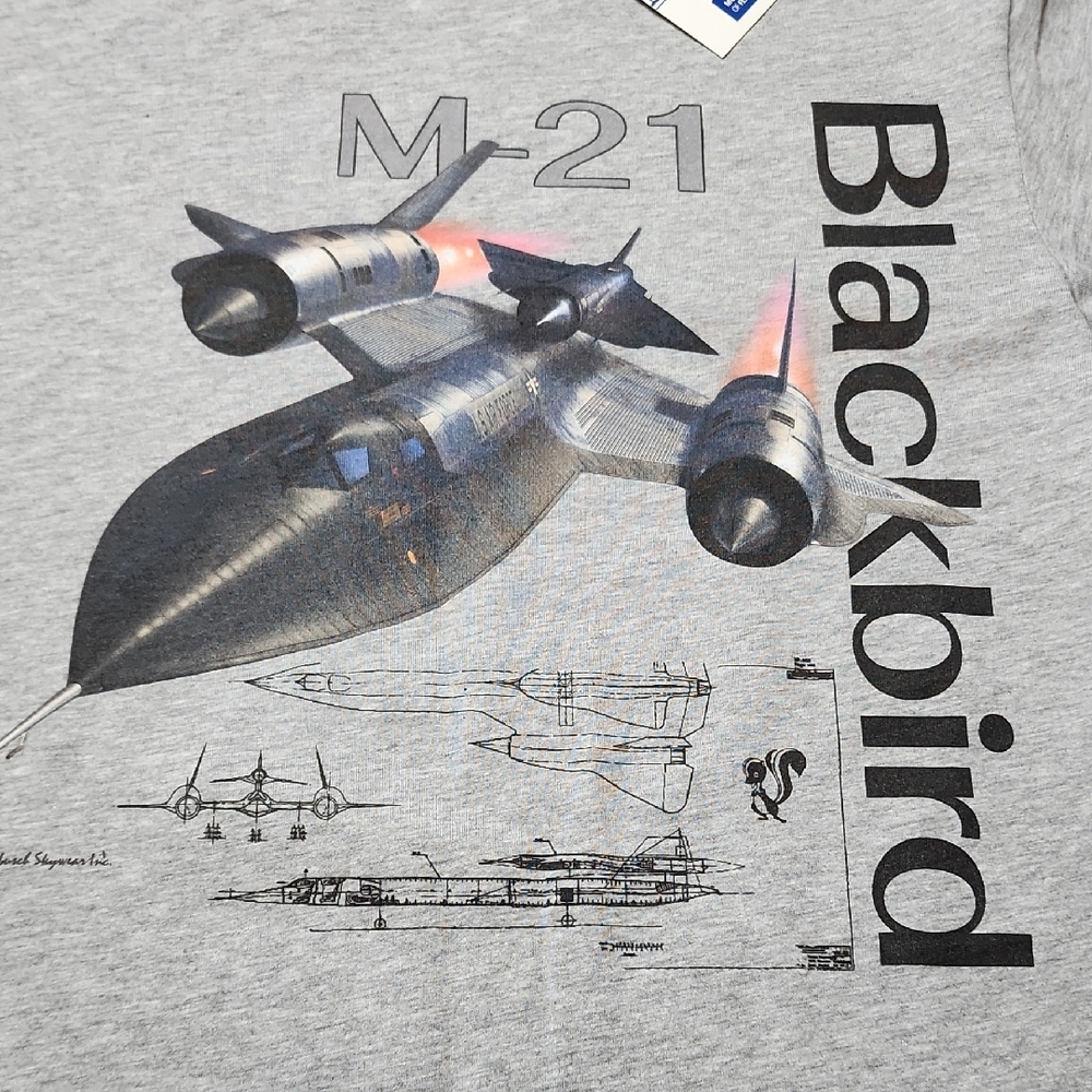 AUTHENTIC TEE SHIRT COMPANY | Blackbird M-21 Grey Youth Cotton Graphic Tee | L - Picture 2 of 6